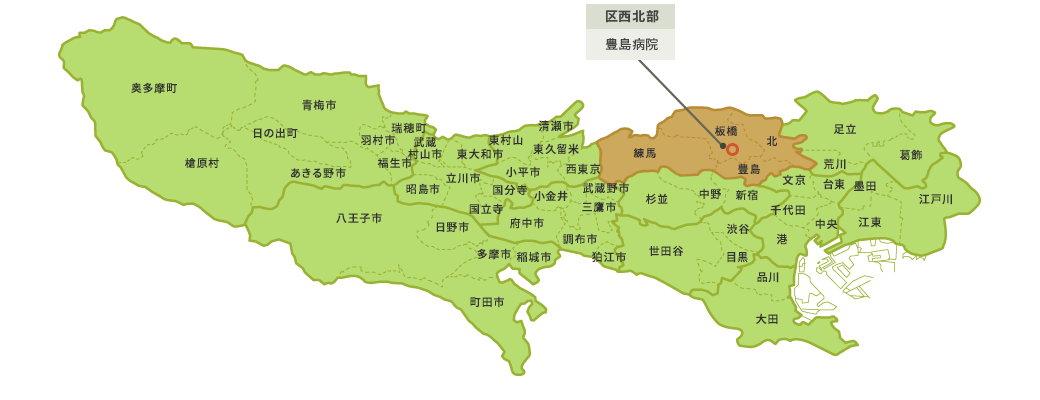 区西北部：豊島病院地図