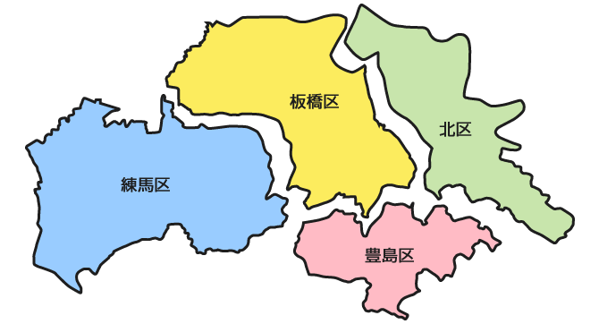 区西北部全域の地図